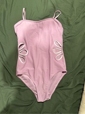 SHEIN Pink Girls One-Piece Swimsuit with Side Cutout Bows